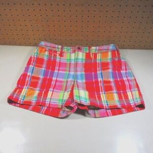 POLO Ralph Lauren womens colorful plaid linen blend shorts 4 EUC